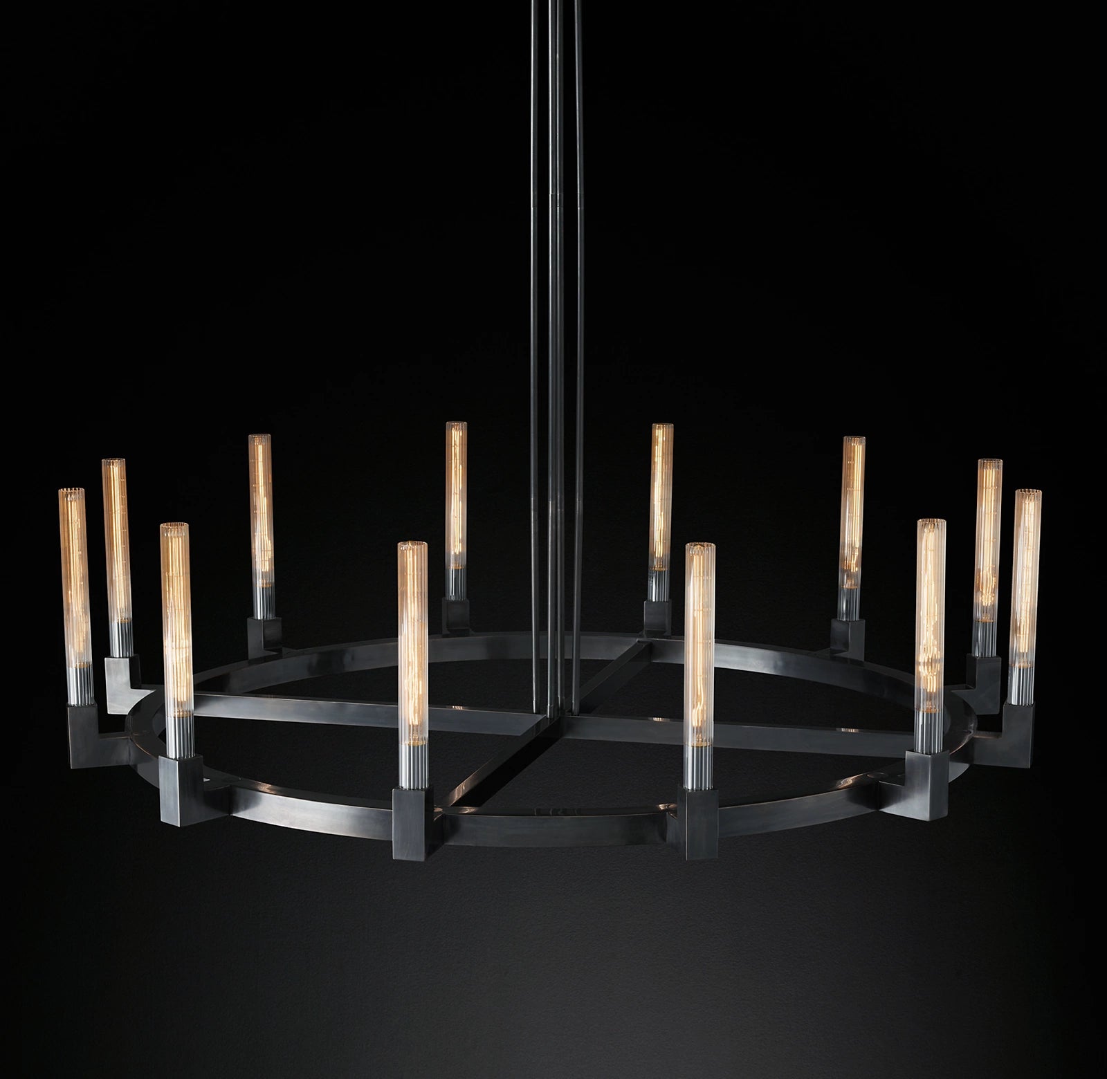 WOMO Fluted-Glass Candlestick Round Chandelier - Cannele