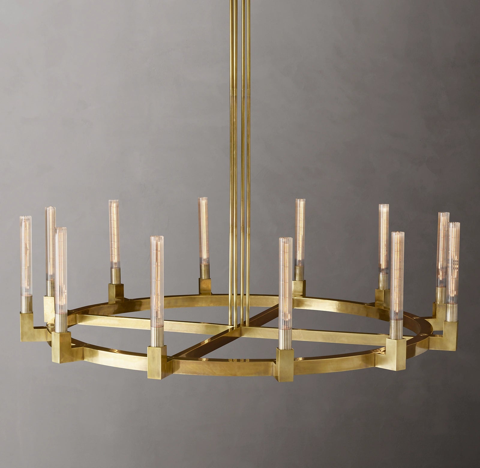 WOMO Fluted-Glass Candlestick Round Chandelier - Cannele