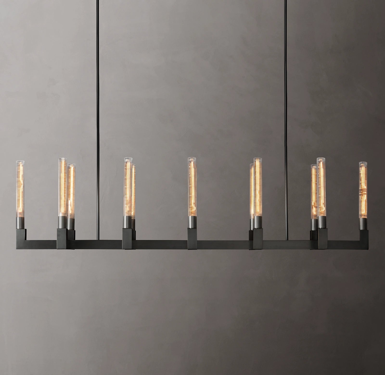 WOMO Fluted-Glass Candlestick Linear Chandelier - Cannele
