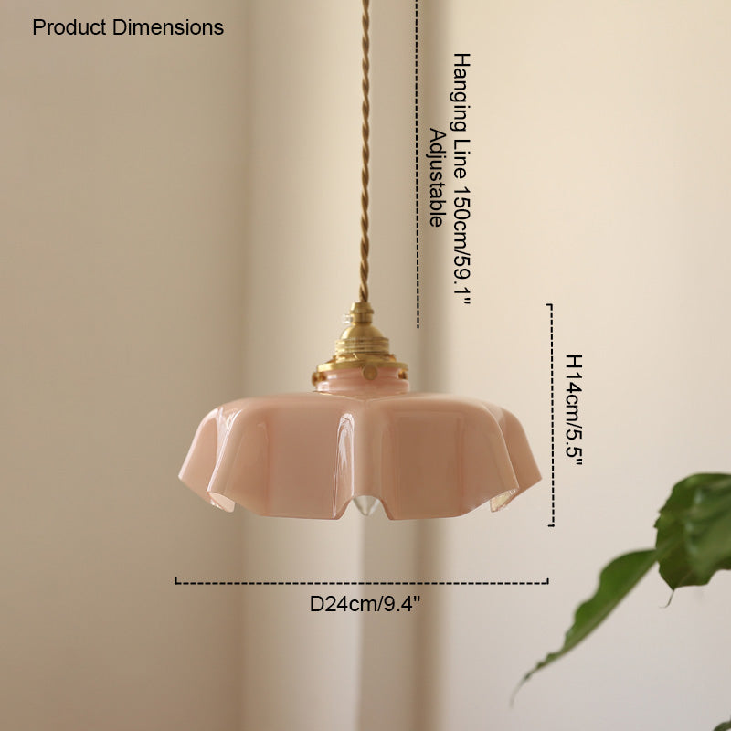 WOMO Retro Coloured/Pink Glass Pendant Light-WM2084