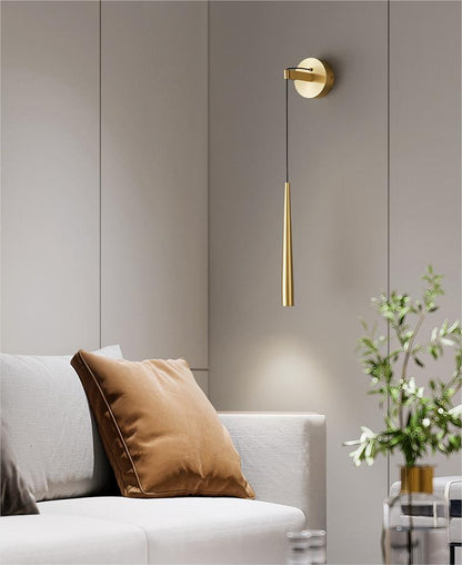 WOMO Dimmable Hanging Cone Brass Wall Sconce-WM6093