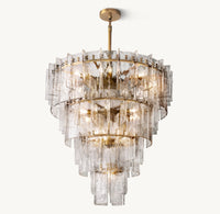 WOMO Clear Hammered Glass Tiered Chandelier - Lattice