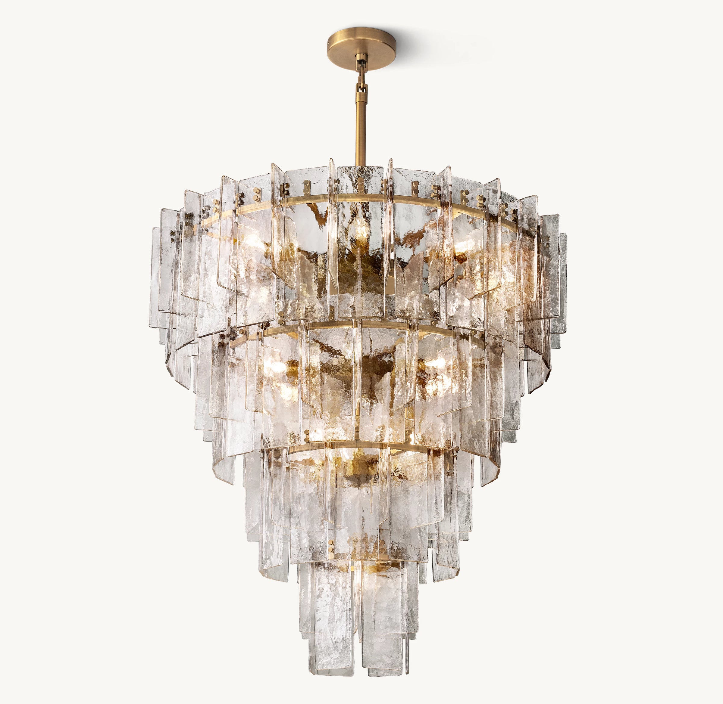 WOMO Clear Hammered Glass Tiered Chandelier - Lattice