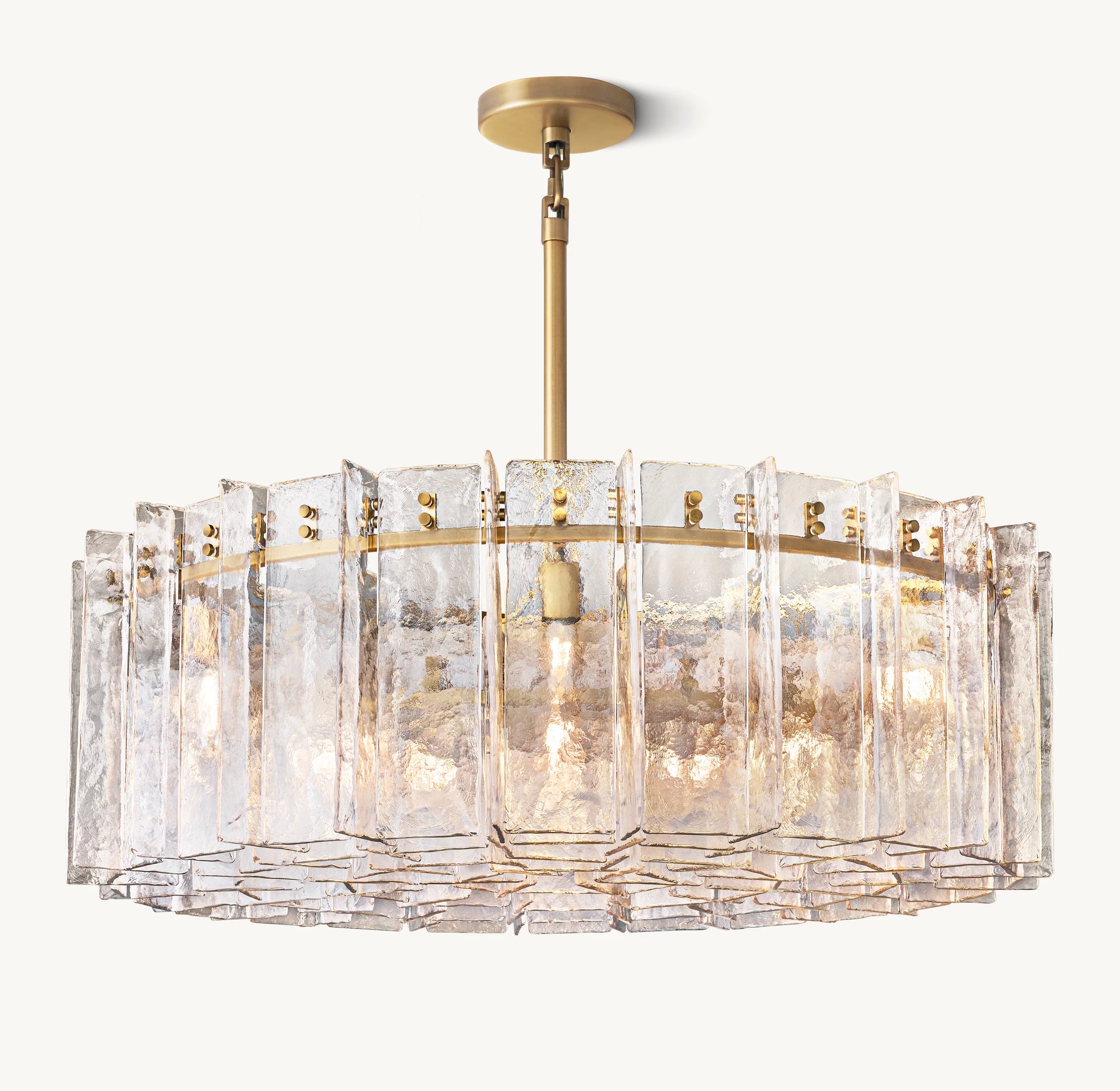WOMO Clear Hammered Glass Round Chandelier - Lattice