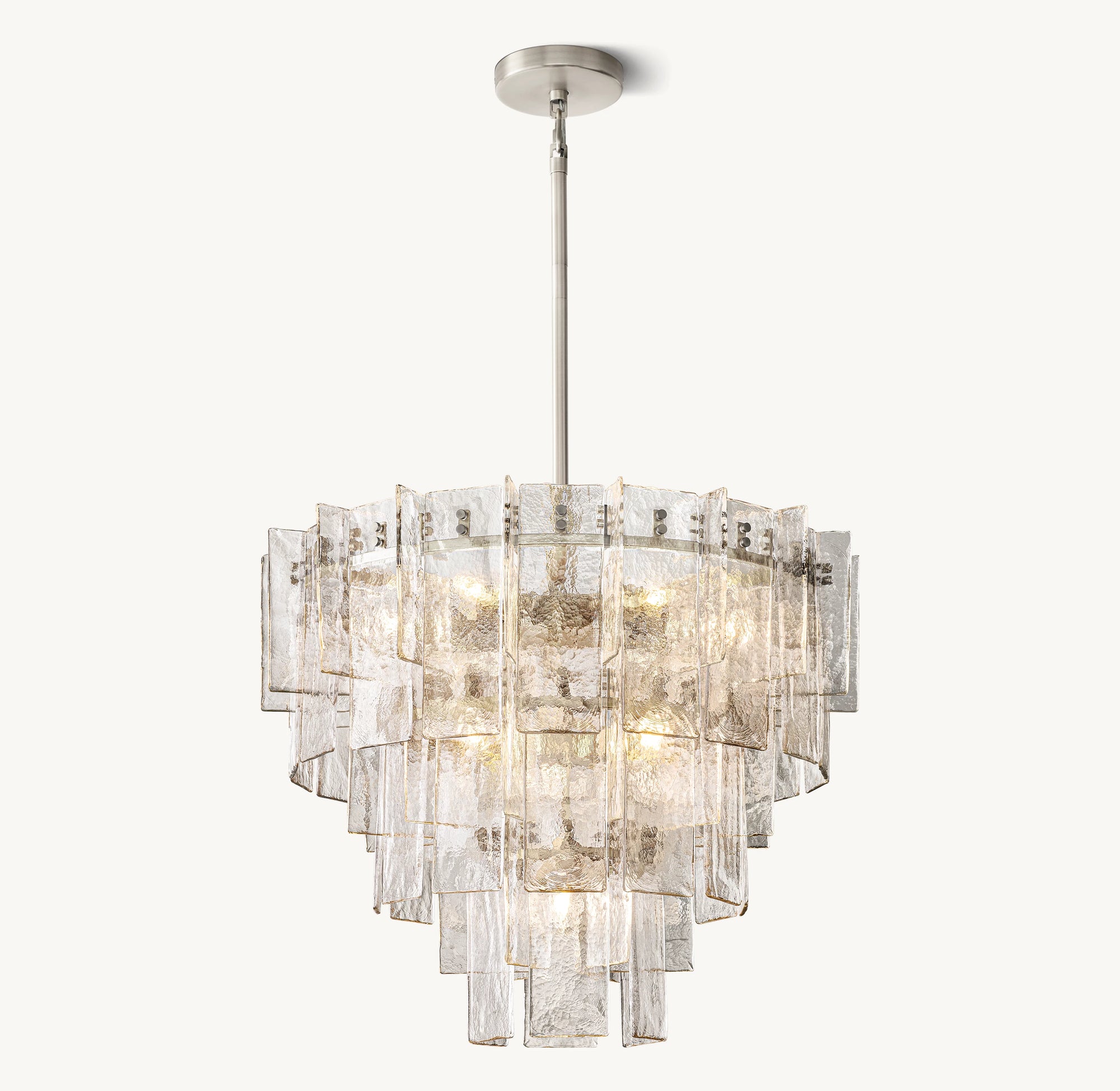 WOMO Clear Hammered Glass Tiered Chandelier - Lattice