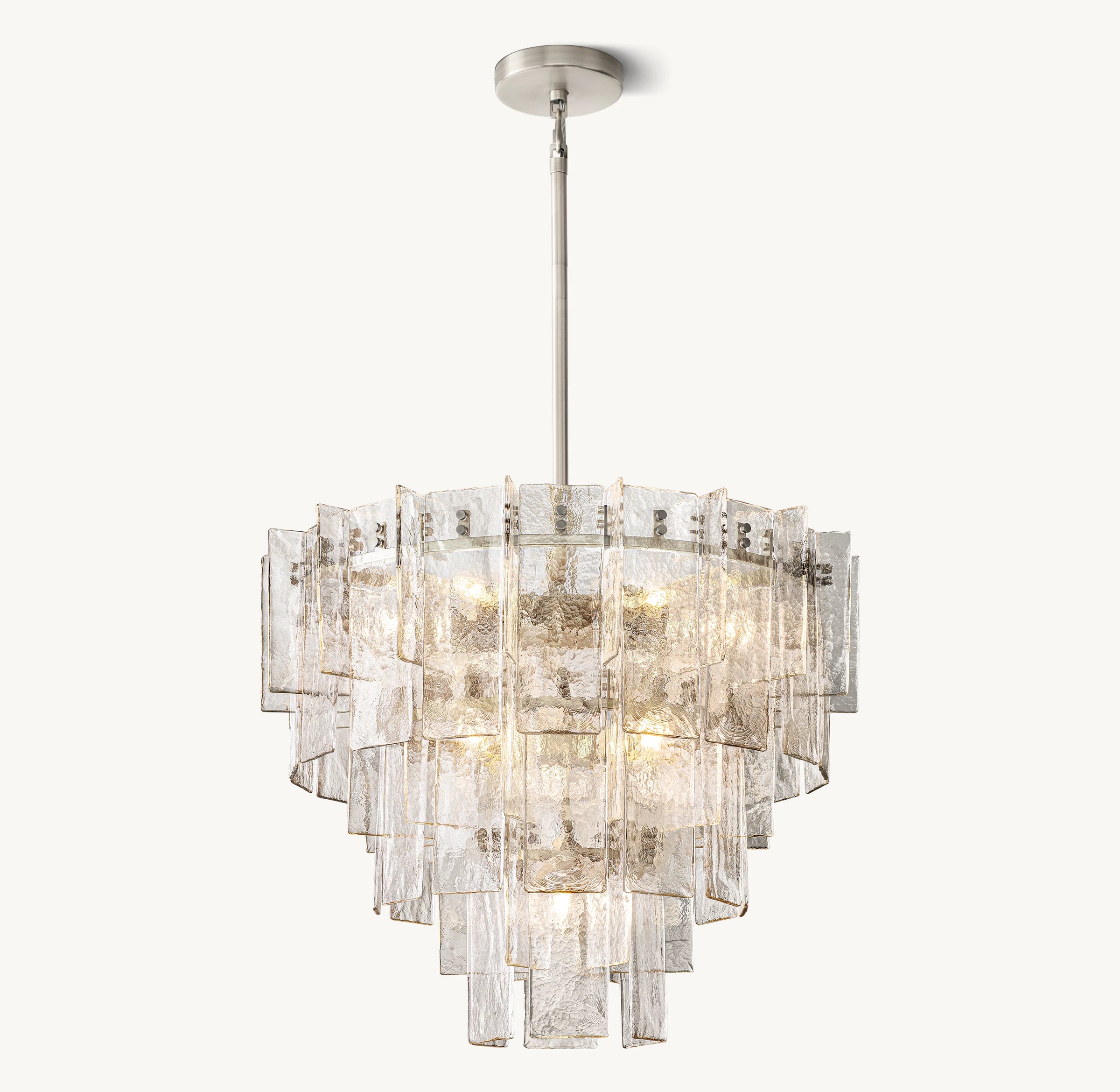 WOMO Clear Hammered Glass Tiered Chandelier - Lattice