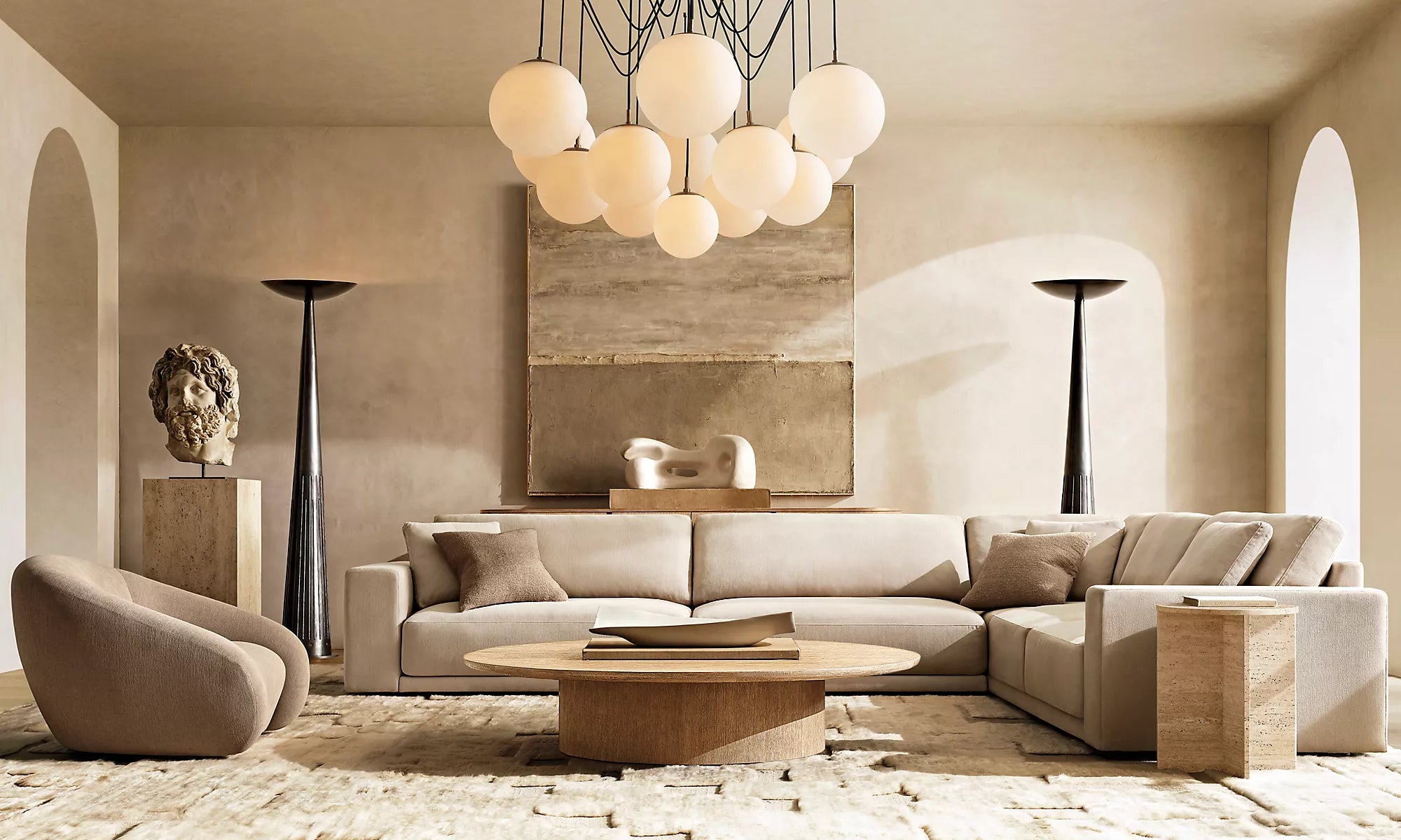WOMO Alabaster Globe Spider Chandelier - Cirque