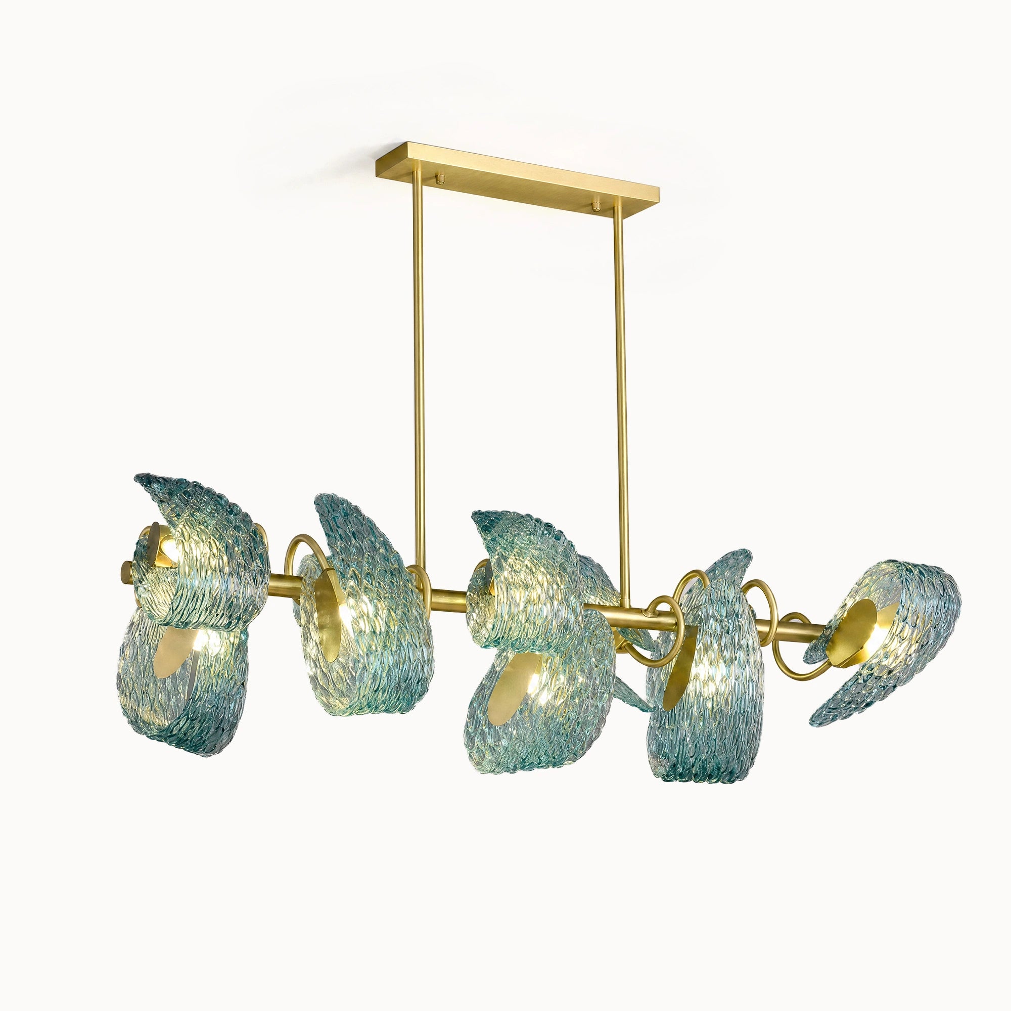 WOMO Peacock Blue Art Glass Linear Chandelier-WM2213c