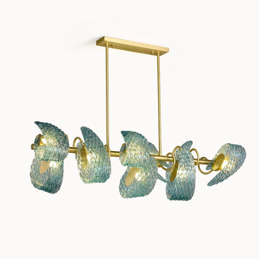 WOMO Peacock Blue Art Glass Linear Chandelier-WM2213c