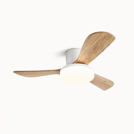 WOMO 3 Wood Blade Low Profile Ceiling Fan Lamp-WM5058