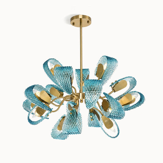 WOMO Peacock Blue Art Glass Chandelier-WM2213b