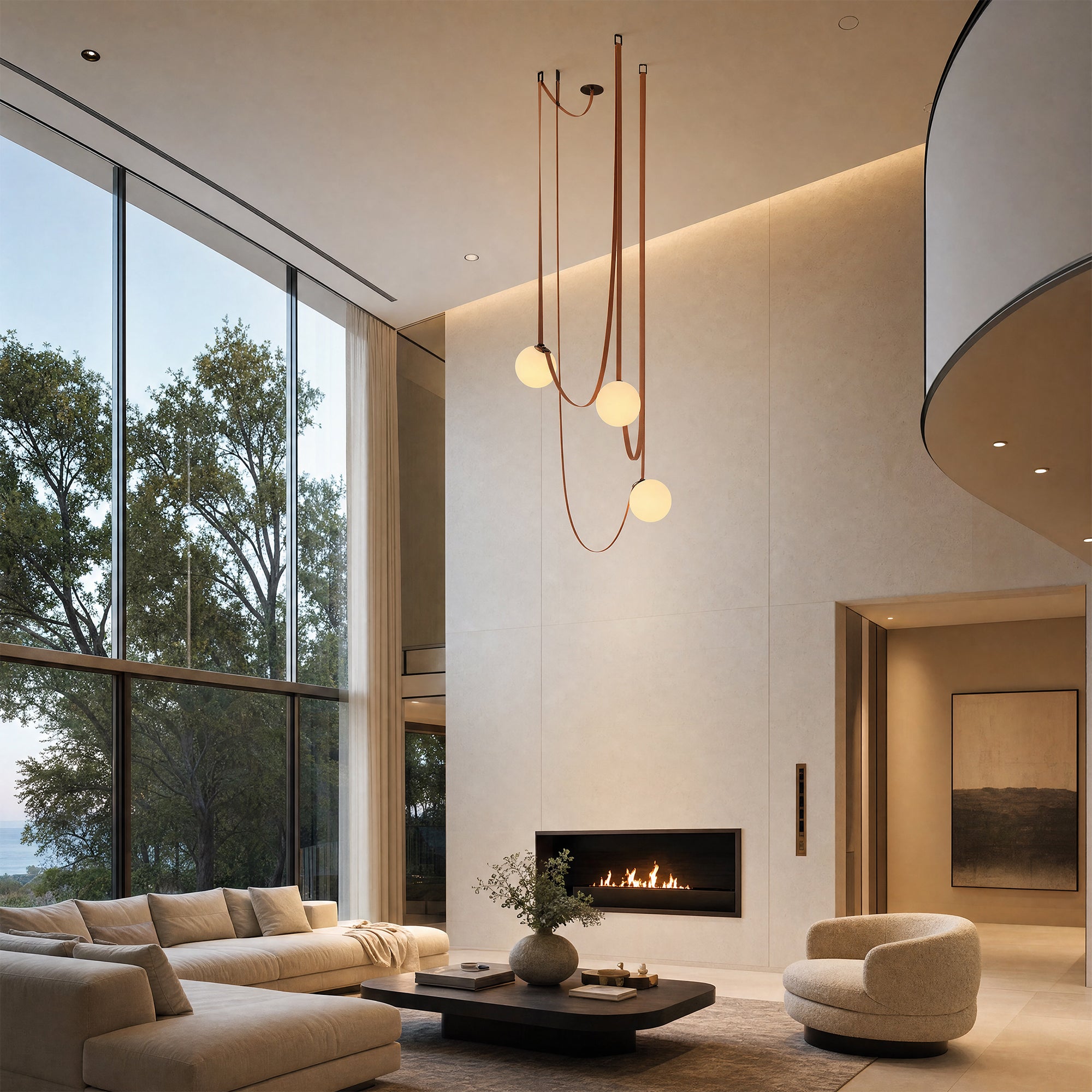 WOMO Globe Leather Pendant Light-WM2311