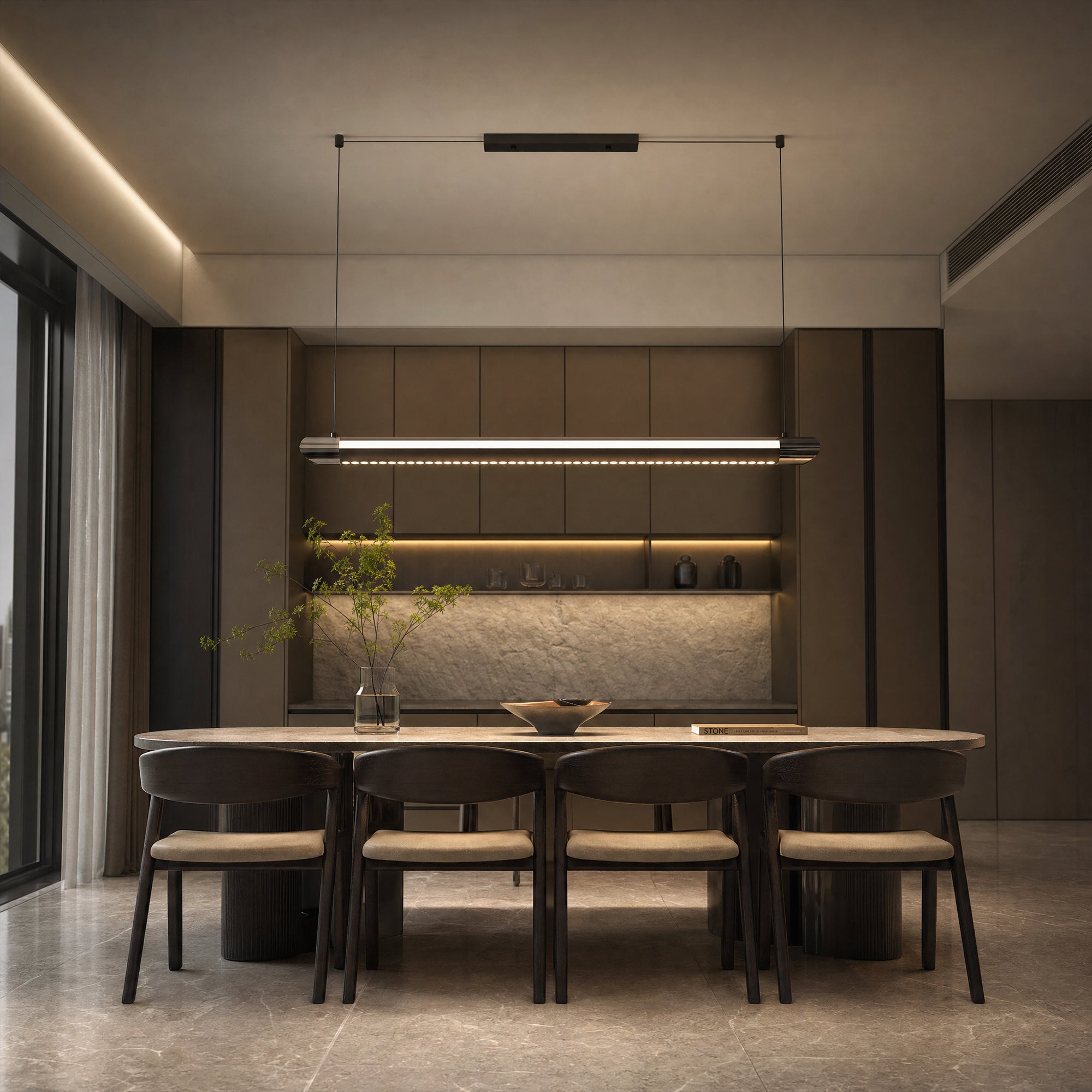 WOMO Black Linear Pendant Light - WM3225