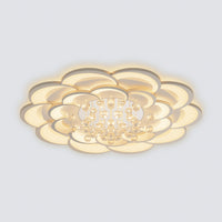 Largest Ø39.4-inch WM1078 option, shown among decorative flush mount ceiling light fixtures, with dense layered petals and a cascading crystal center.
