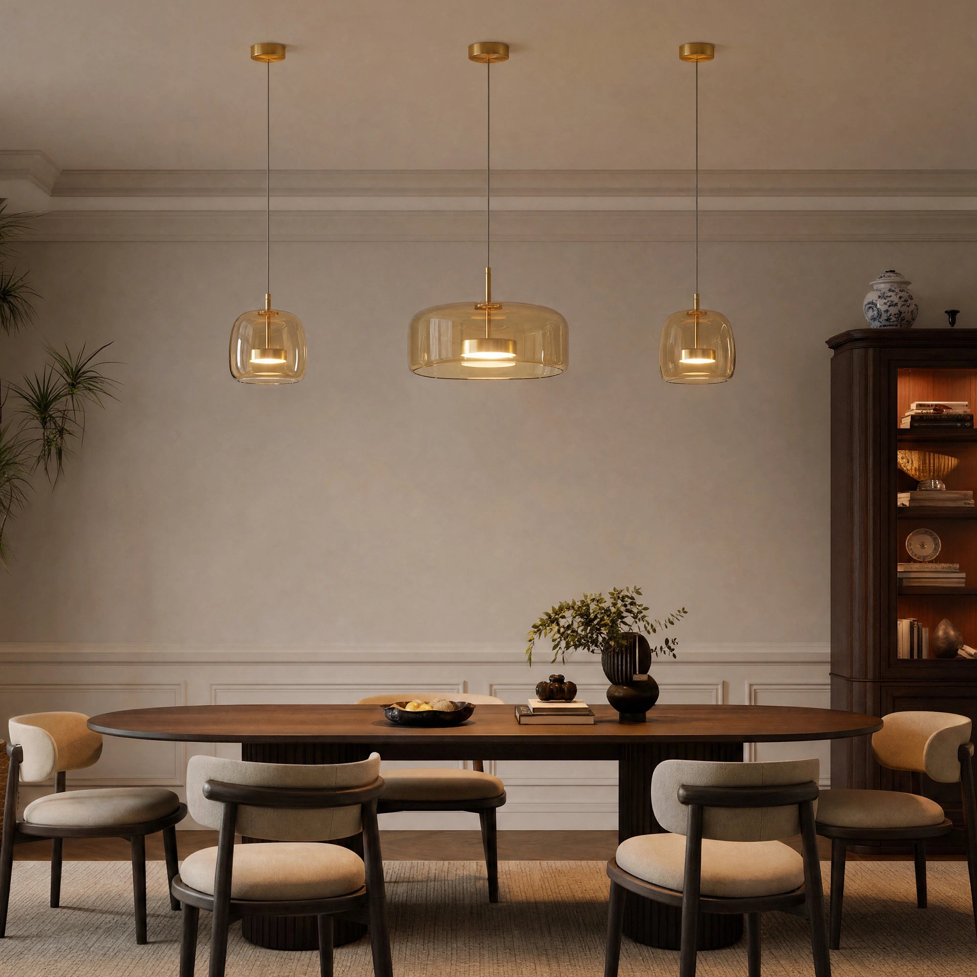 WOMO Drum Blown Glass Pendant Light-WM2145
