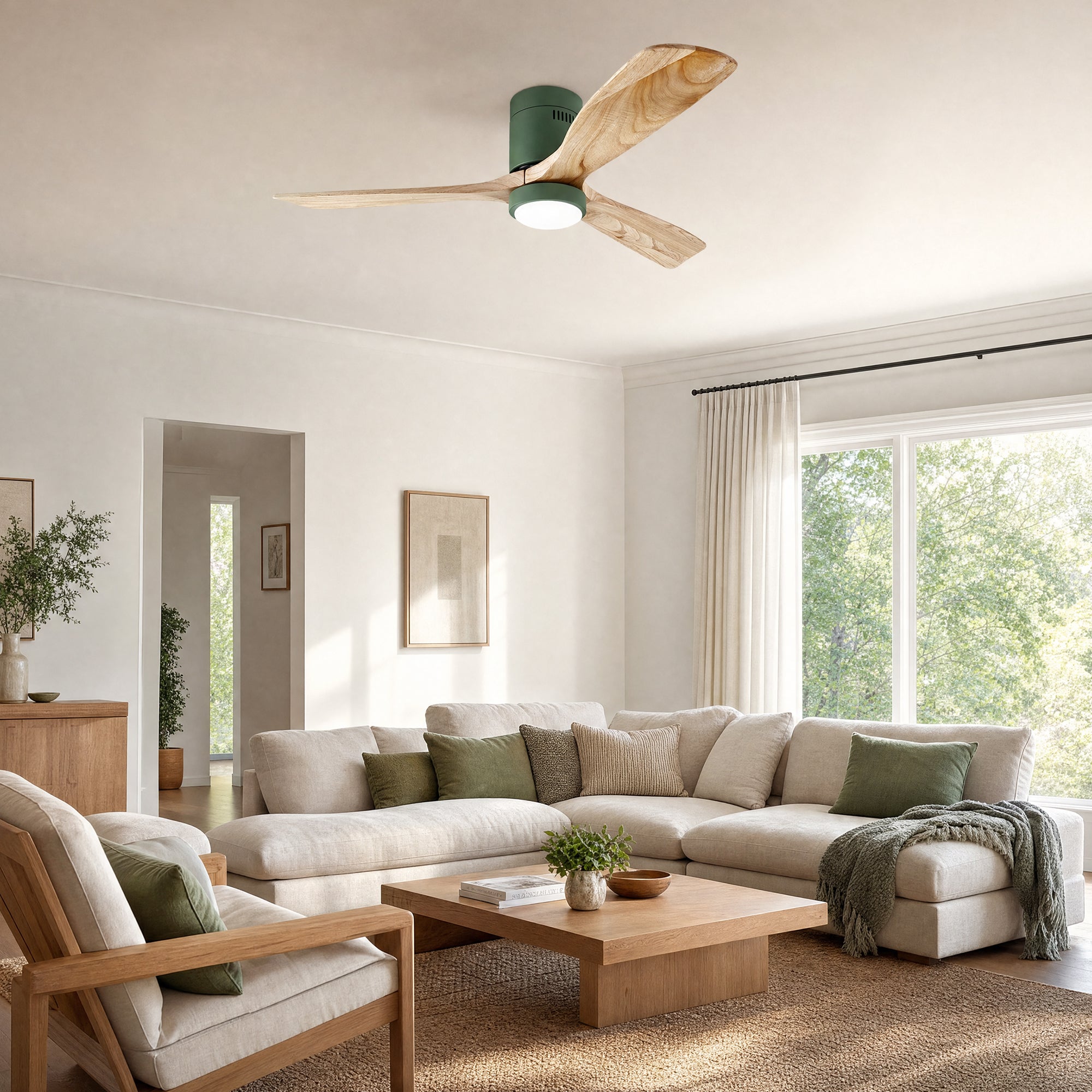WOMO Mid-century Modern Hugger Ceiling Fan Lamp-WM5067