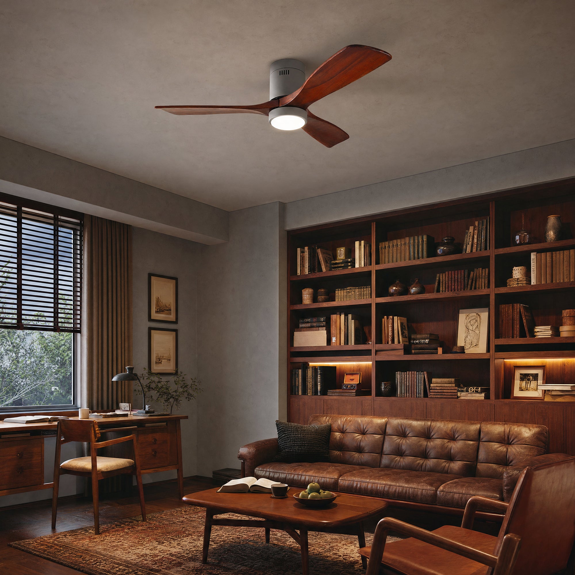WOMO Mid-century Modern Hugger Ceiling Fan Lamp-WM5067