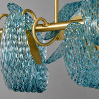 WOMO Peacock Blue Art Glass Linear Chandelier-WM2213c