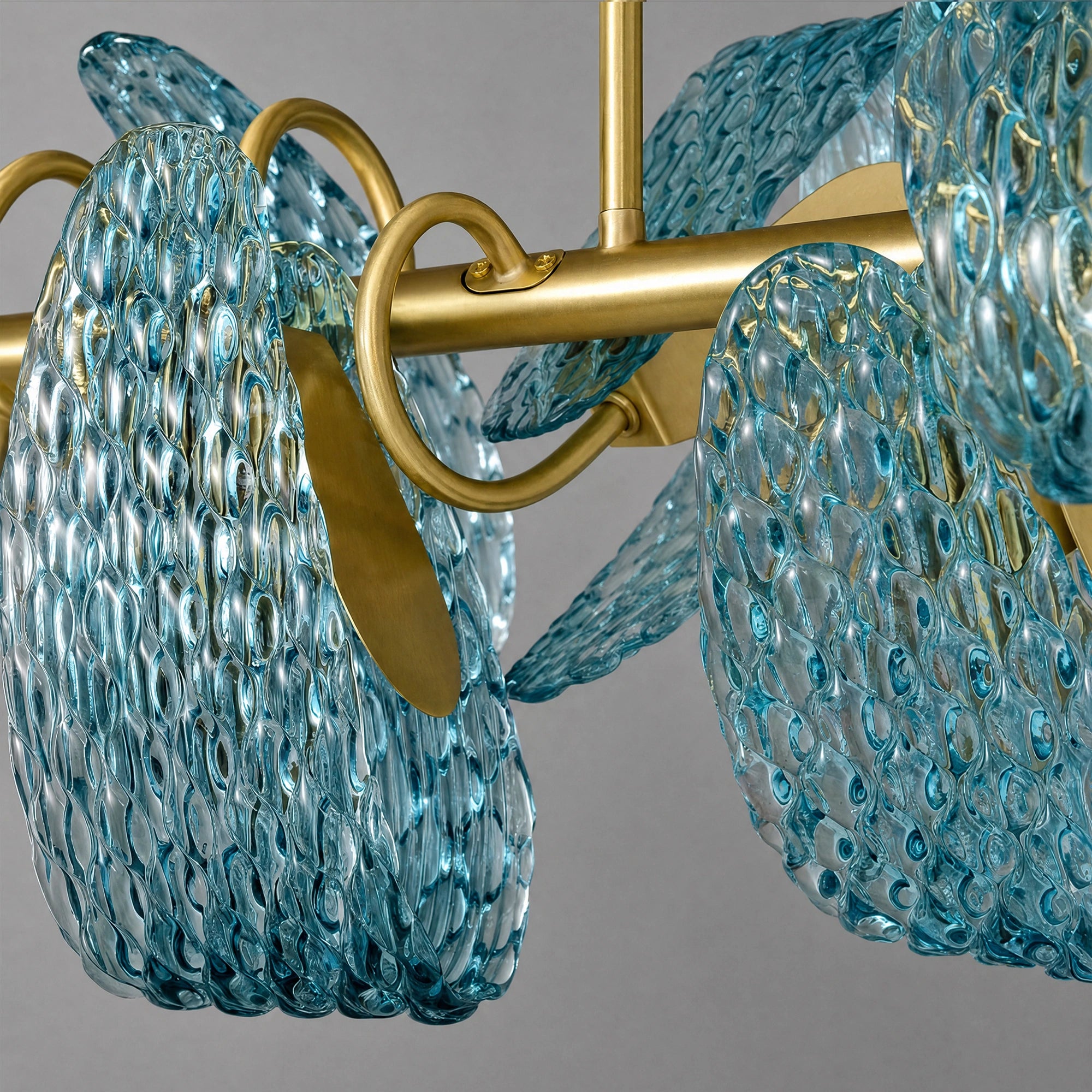 WOMO Peacock Blue Art Glass Linear Chandelier-WM2213c