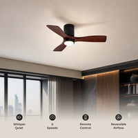 WOMO Mid-century Modern Hugger Ceiling Fan Lamp-WM5067