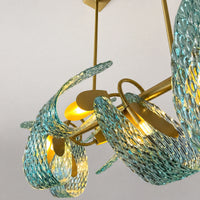WOMO Peacock Blue Art Glass Linear Chandelier-WM2213c