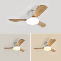 WOMO 3 Wood Blade Low Profile Ceiling Fan Lamp-WM5058