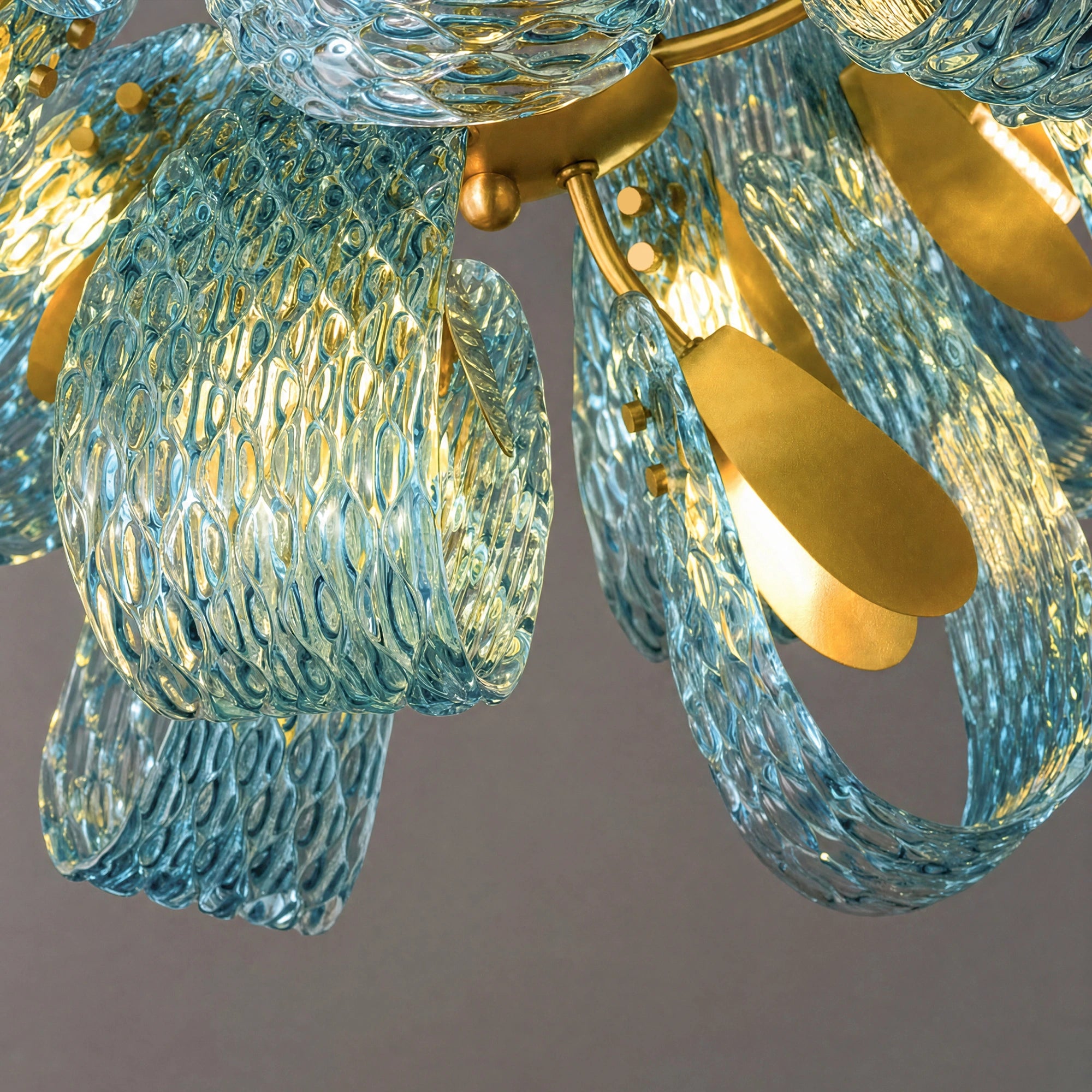WOMO Peacock Blue Art Glass Linear Chandelier-WM2213c