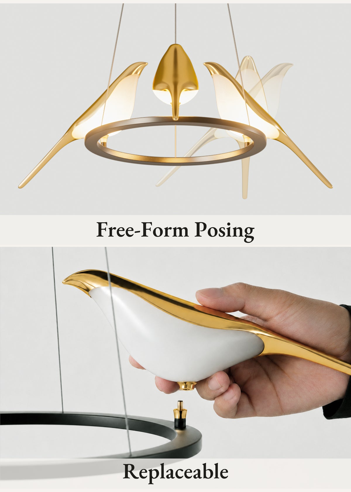 WOMO Gold Bird Round Chandelier-WM2512d