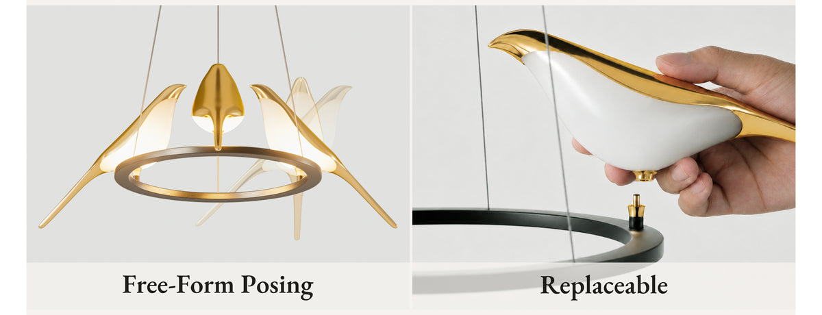 WOMO Gold Bird Round Chandelier-WM2512d