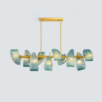 WOMO Peacock Blue Art Glass Linear Chandelier-WM2213c