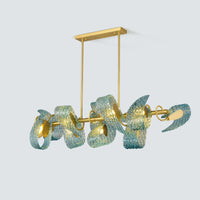 WOMO Peacock Blue Art Glass Linear Chandelier-WM2213c