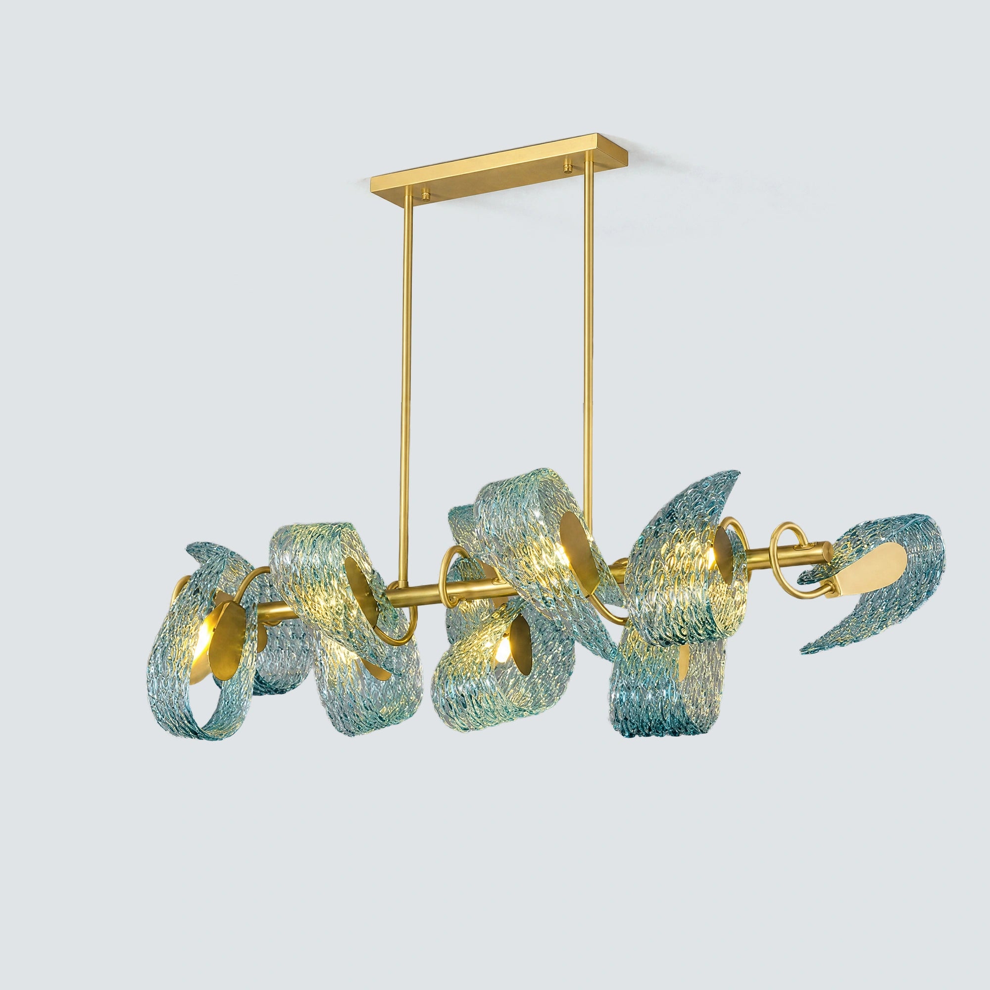WOMO Peacock Blue Art Glass Linear Chandelier-WM2213c