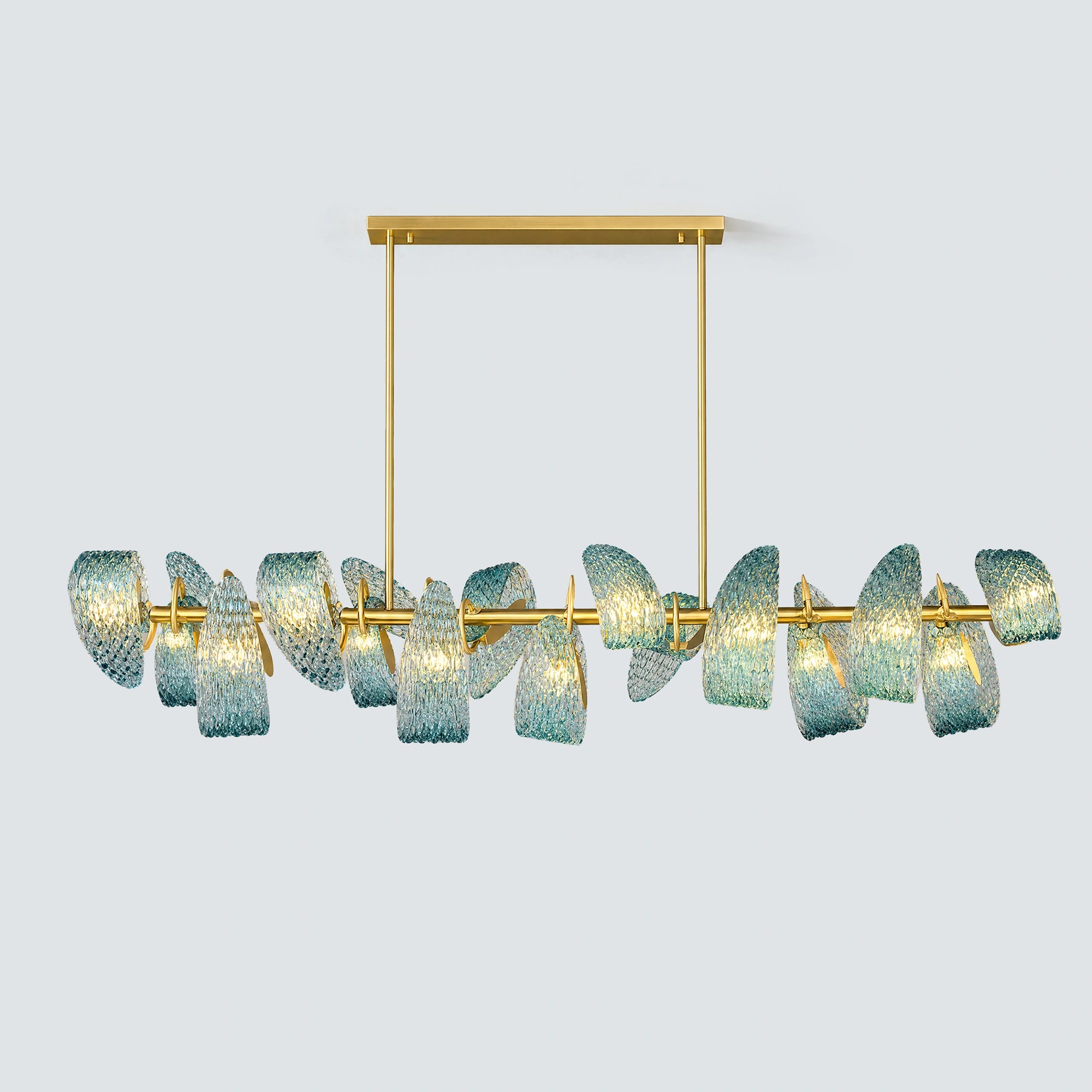 WOMO Peacock Blue Art Glass Linear Chandelier-WM2213c