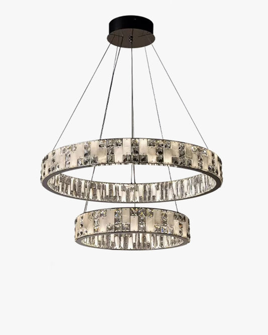 WOMO Tiered Round Crystal Alabaster Chandelier-WM2740