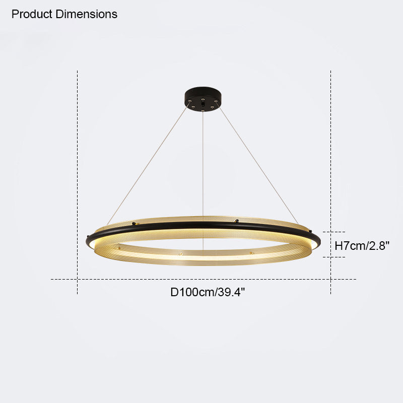 WOMO Black and Gold Ring LED Chandelier-WM2119