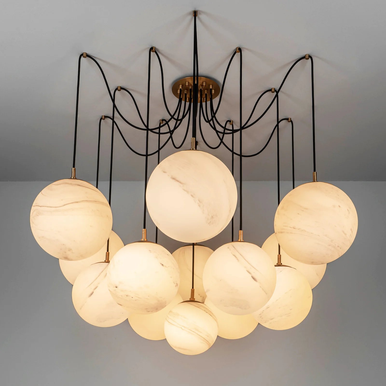 WOMO Alabaster Globe Spider Chandelier - Cirque