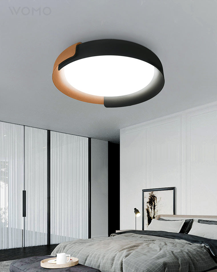 WOMO Walnut Grain Round Ceiling Light-WM1018