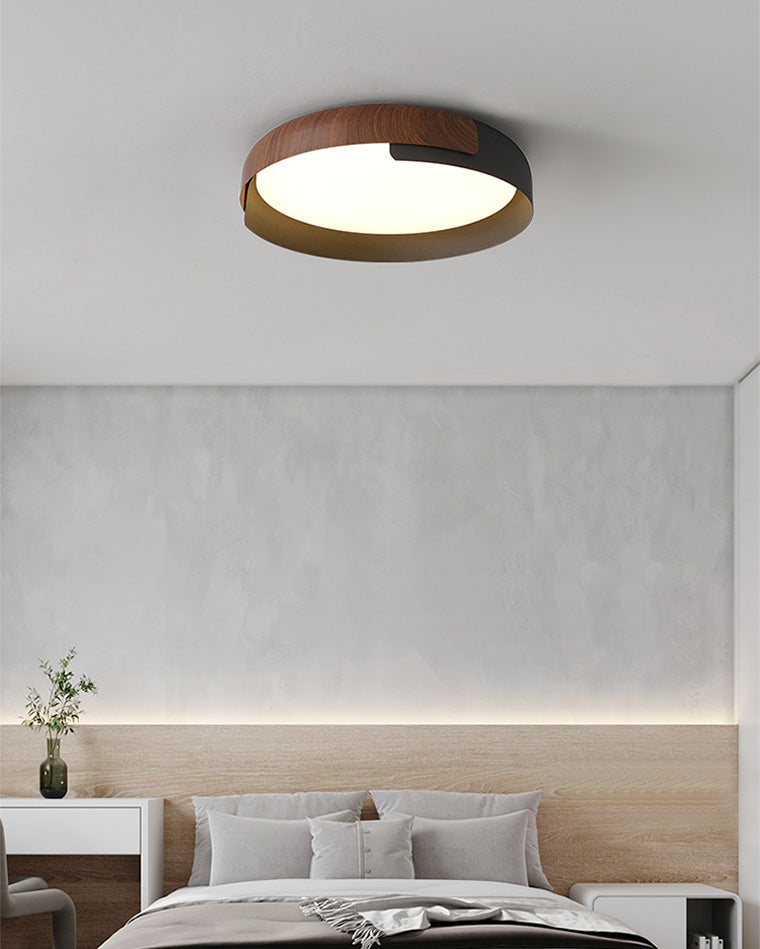WOMO Walnut Grain Round Ceiling Light-WM1018