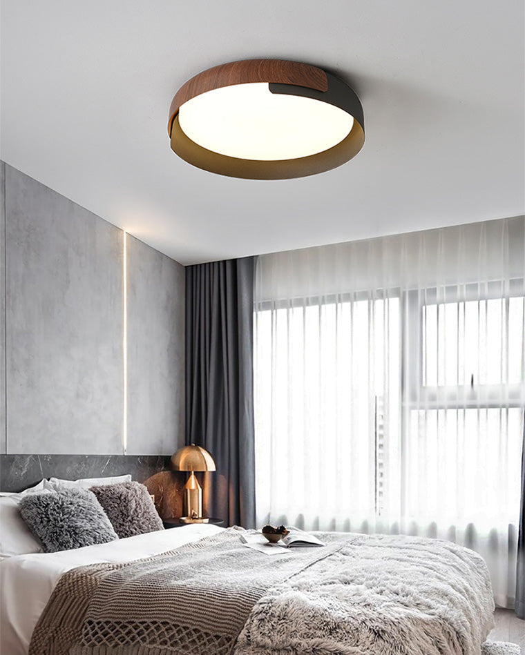 WOMO Walnut Grain Round Ceiling Light-WM1018