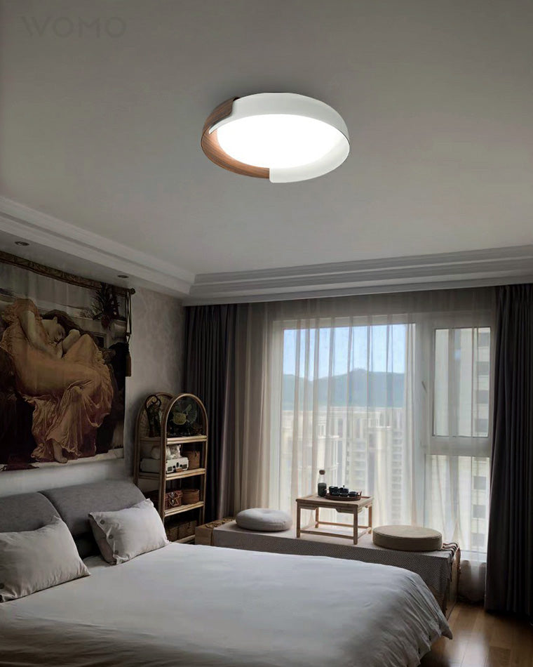 WOMO Walnut Grain Round Ceiling Light-WM1018