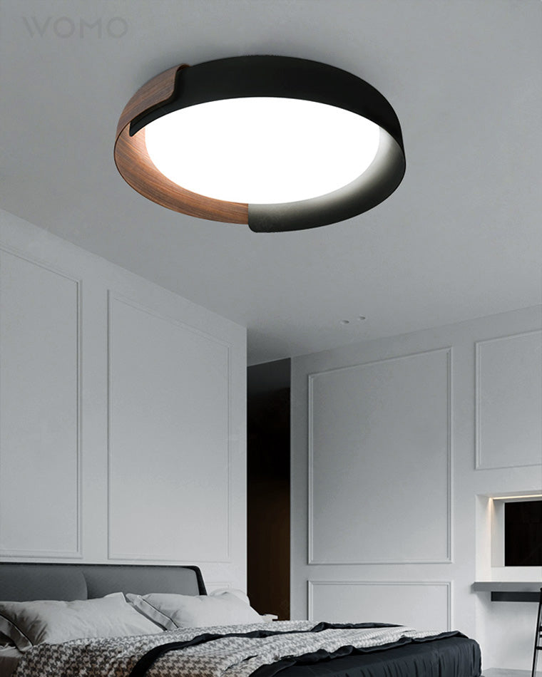 WOMO Walnut Grain Round Ceiling Light-WM1018