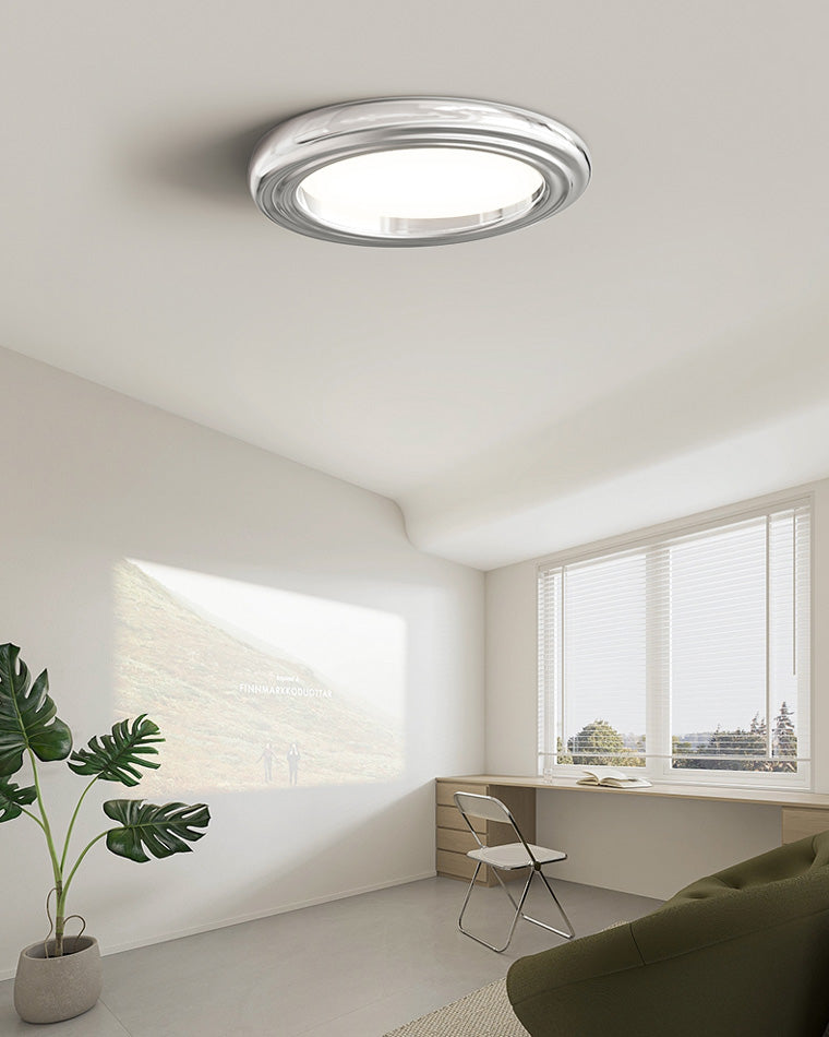 WOMO Dimmable Round Flat Chrome Ceiling Light-WM1064