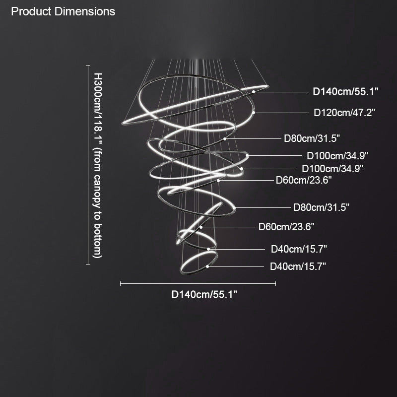 WOMO Large Tiered Ring LED Foyer Chandelier-WM2160