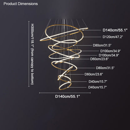 WOMO Large Tiered Ring Foyer Chandelier-WM2160