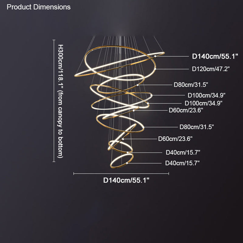 WOMO Large Tiered Ring LED Foyer Chandelier-WM2160