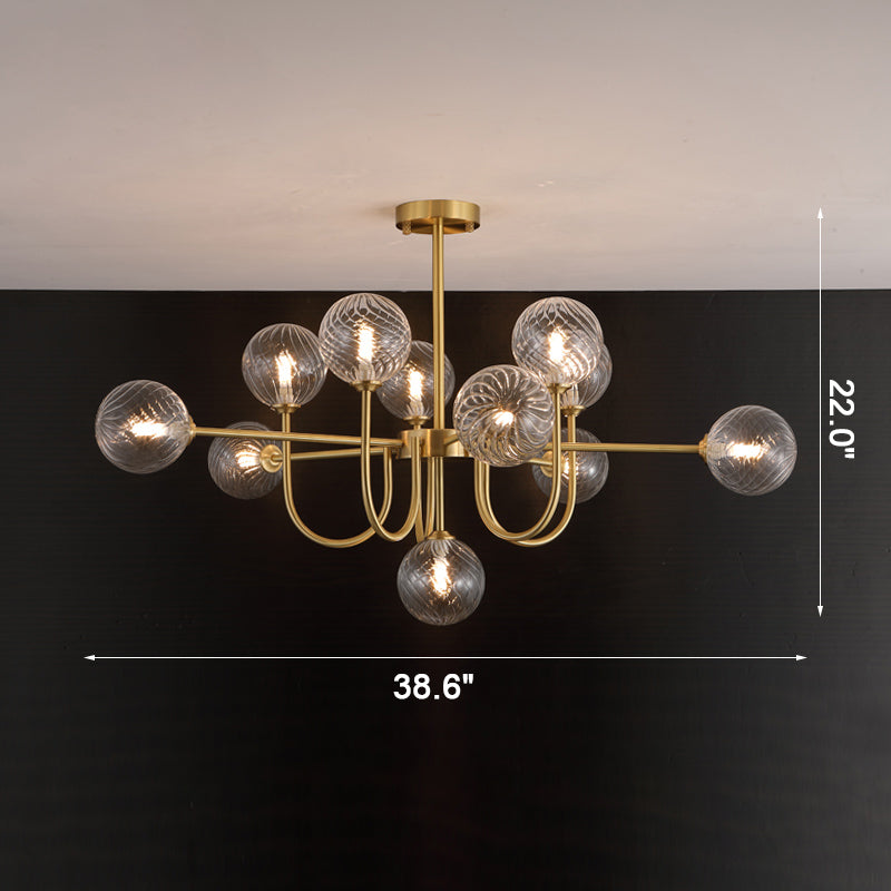 WOMO Glass Globe Brass Arm Chandelier-WM2255