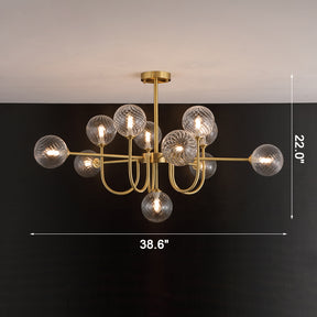 WOMO Glass Globe Brass Arm Chandelier-WM2255