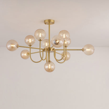 WOMO Glass Globe Brass Arm Chandelier-WM2255