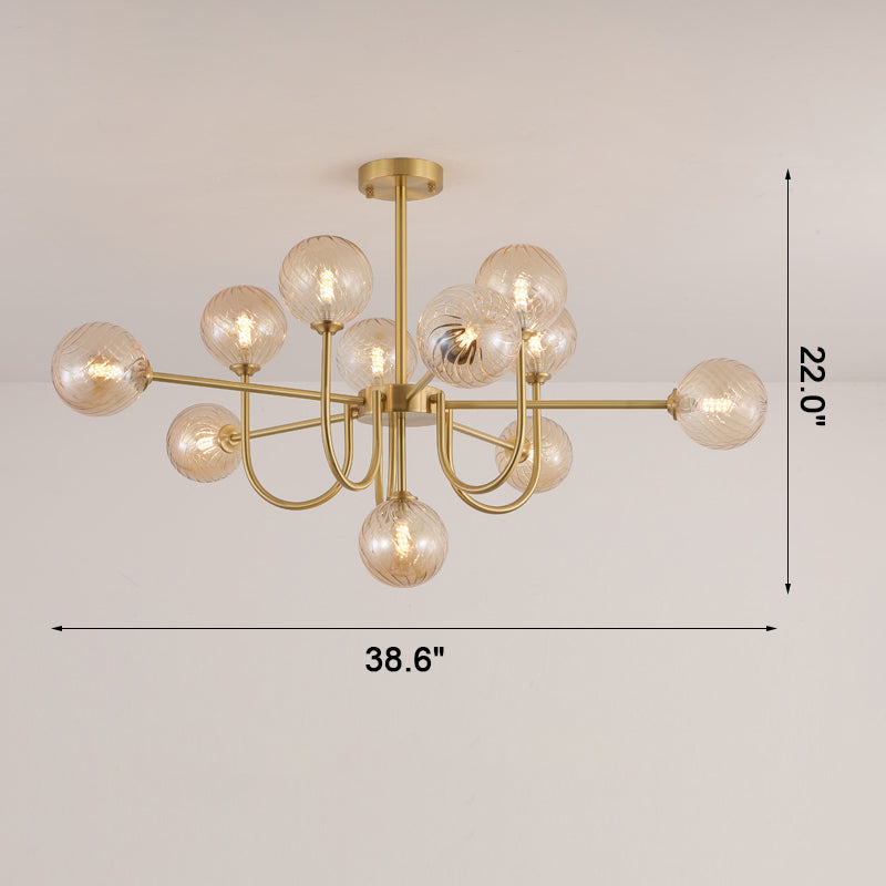 WOMO Glass Globe Brass Arm Chandelier-WM2255