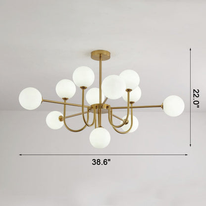 WOMO Glass Globe Brass Arm Chandelier-WM2255